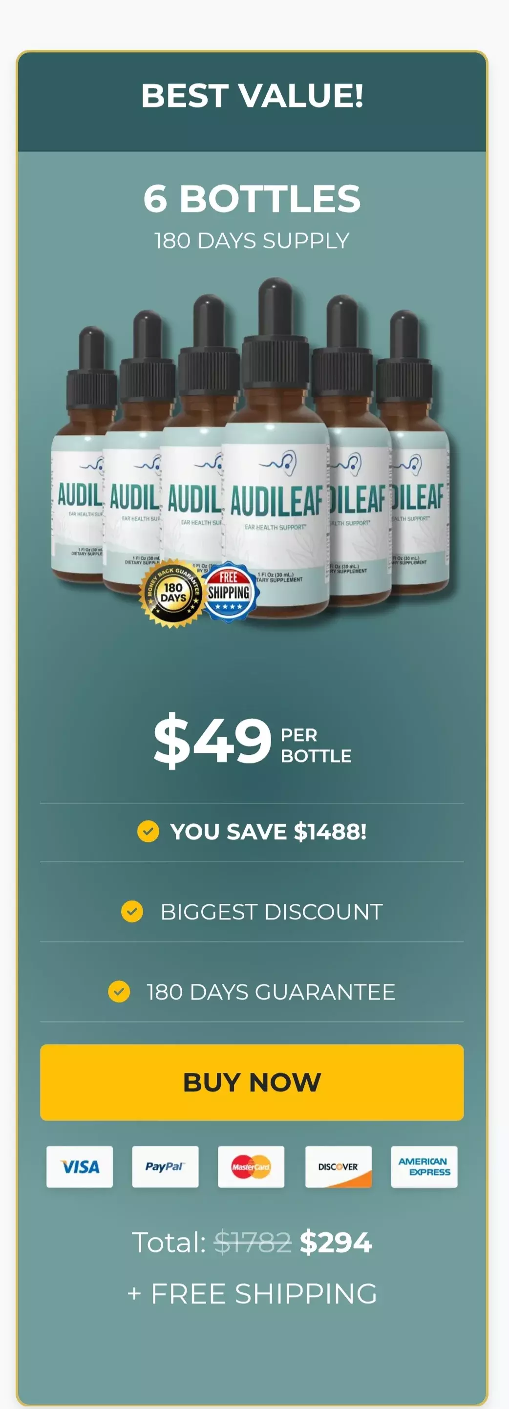 AudiLeaf™ 6 bottles pricing
